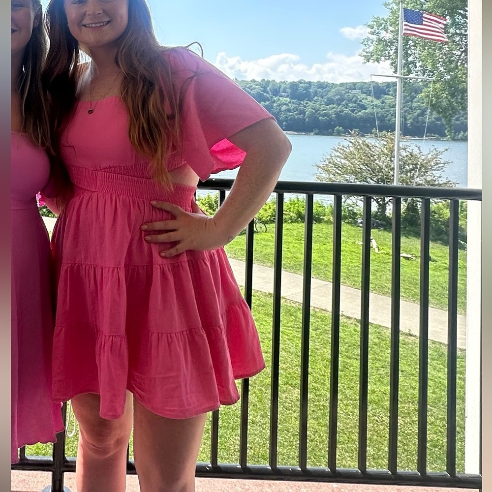 Velvet Pink Sweetheart Neck Mini Sundress